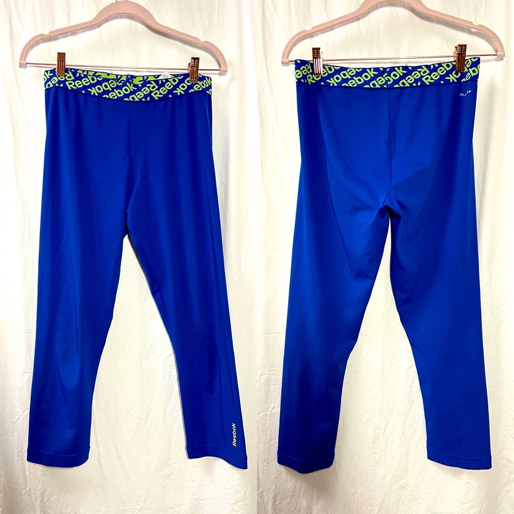 Reebok Playdry Workout Ready Collection bright blue cropped leggings